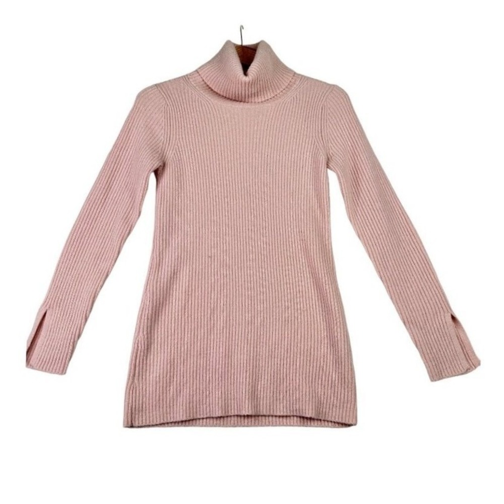 Banana Republic Pink Ribbed Merino Wool Blend Turtleneck Sweater XS Womens